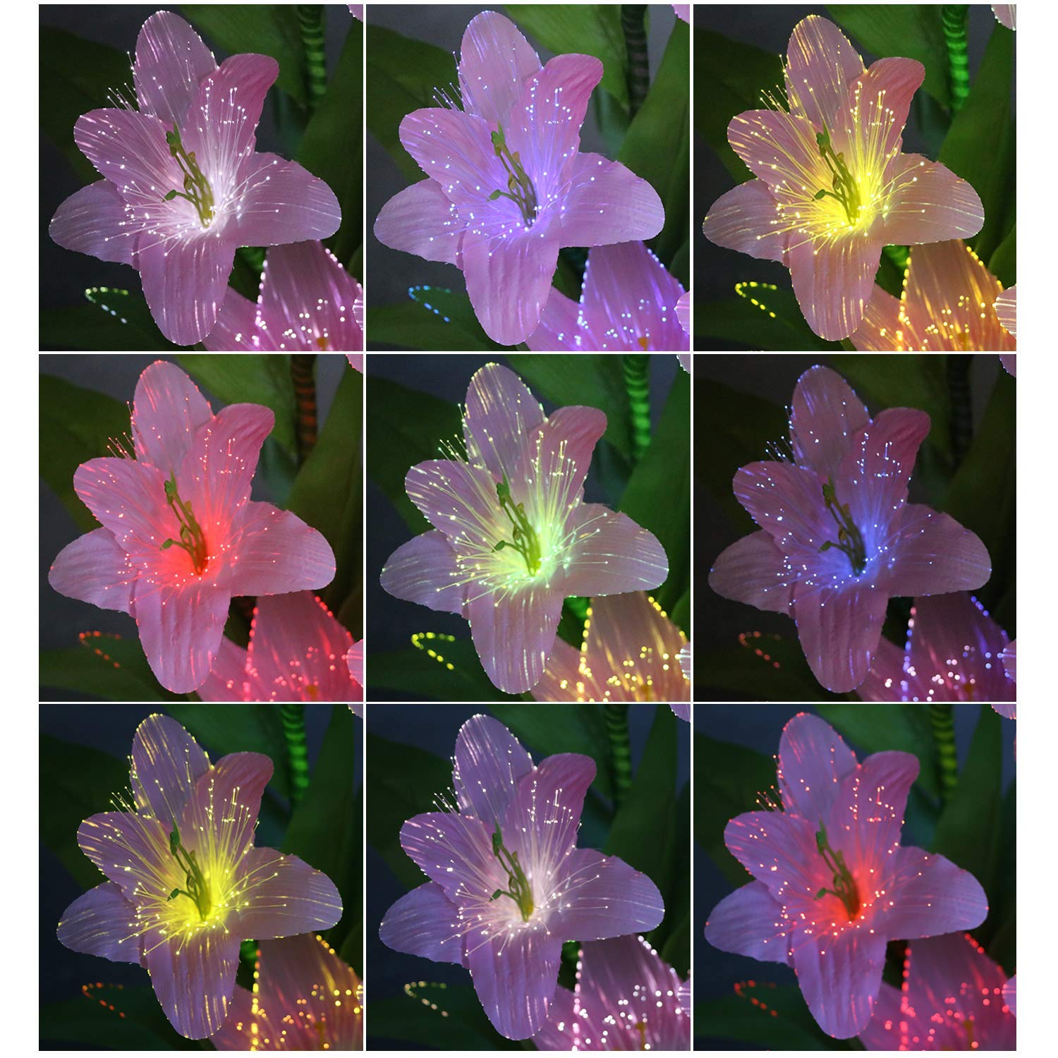 Tronje, LED-Kunstblumen, Lilie Pink, 15x15x49cm, mit Steckernetzteil