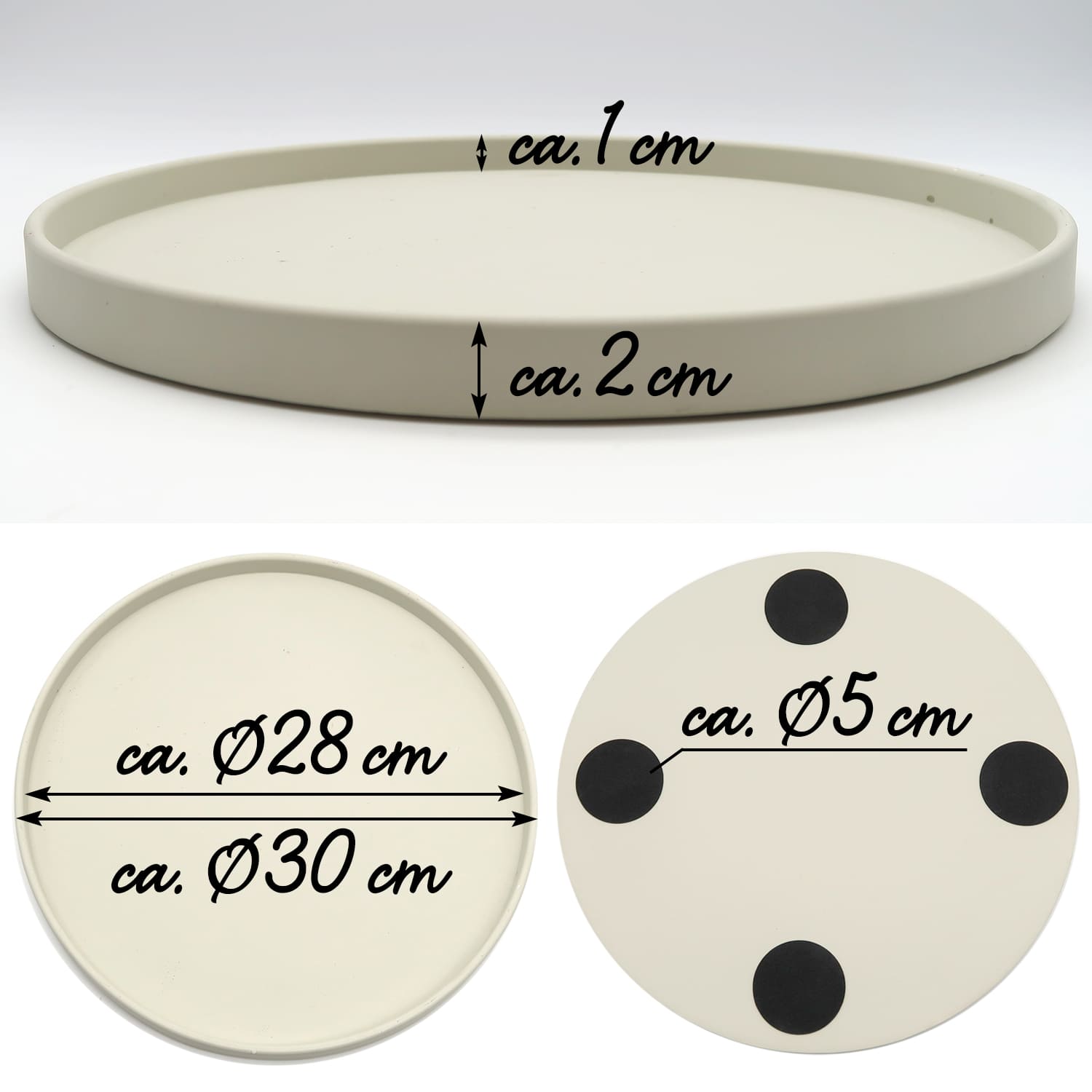 Dekovita, Dekotablett Kerzenteller rund Ø30x2 cm Steinoptik Hellgrau