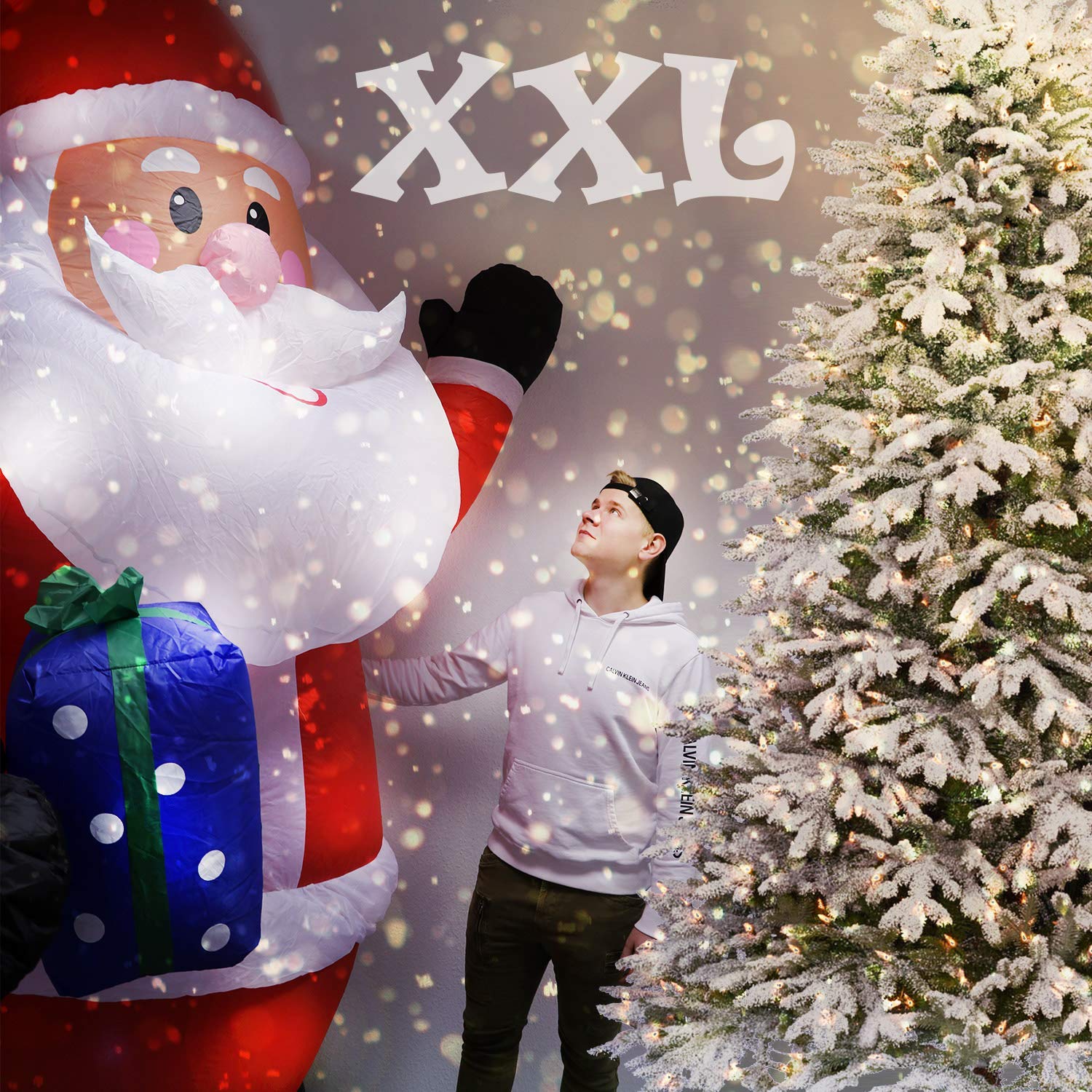 Tronje, aufblasbarer Weihnachtsmann, 300cm H, 5 LEDs, Gebläse, Netzteil