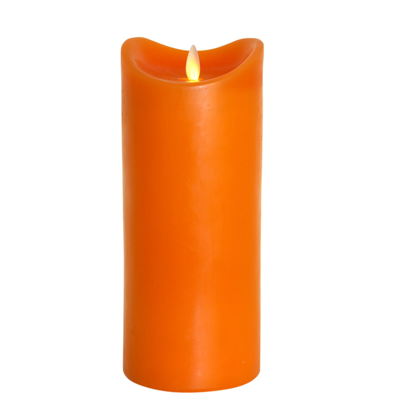 LED-Echtwachskerze mit "Flamme", Orange, 23cm