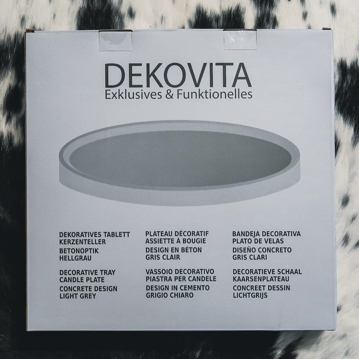 Dekovita, Dekotablett Kerzenteller rund Ø30x2 cm Steinoptik Hellgrau