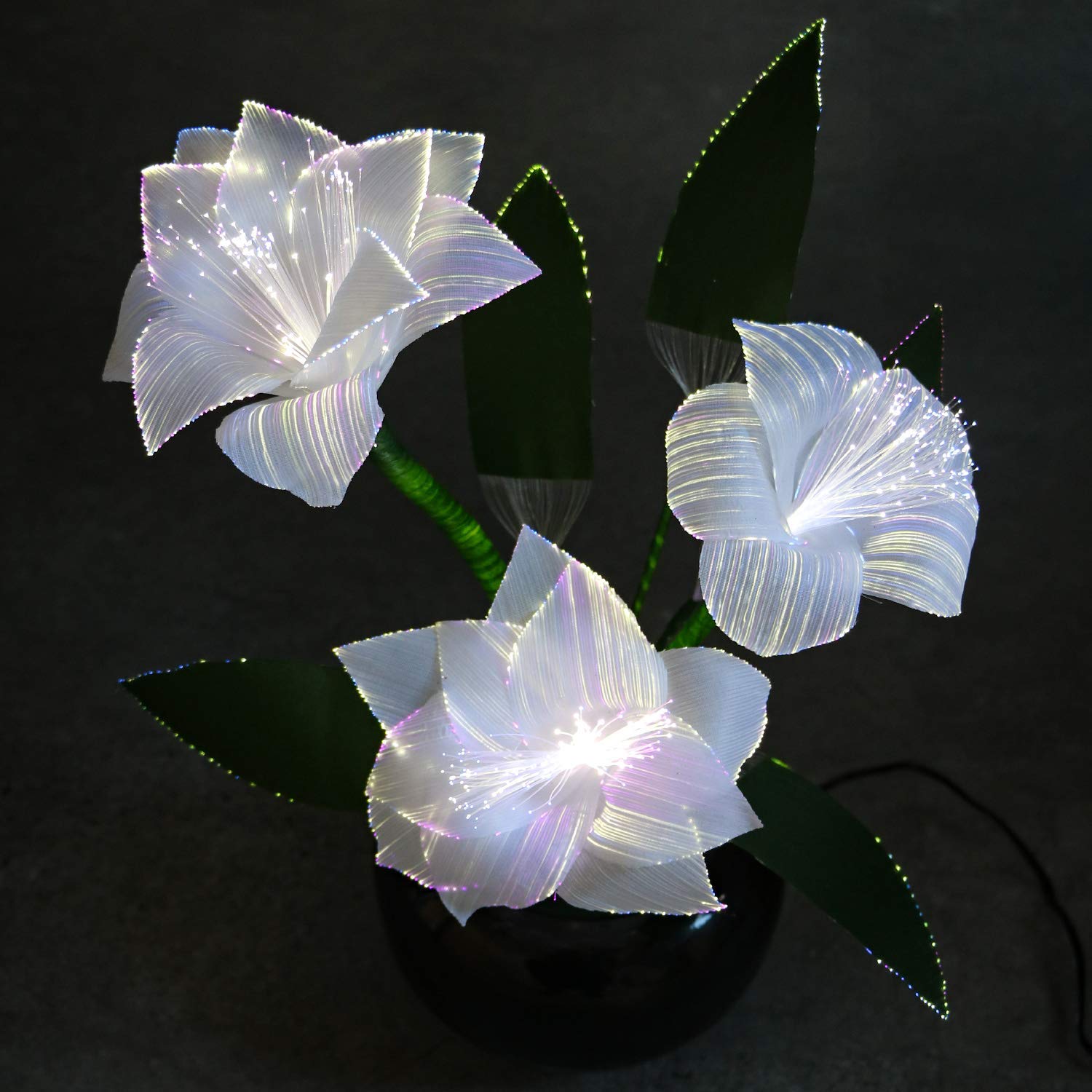 Tronje, LED-Kunstblumen, Weihnachtstern Weiß, 15x15x49cm, mit Steckernetzteil