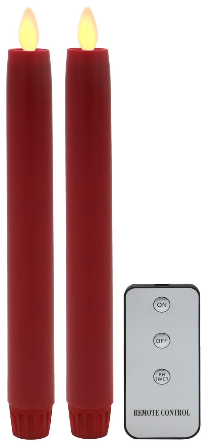 LED-Stab-Kunstharzkerze mit "Flamme", Rot, ca. 23cm, 2er Set