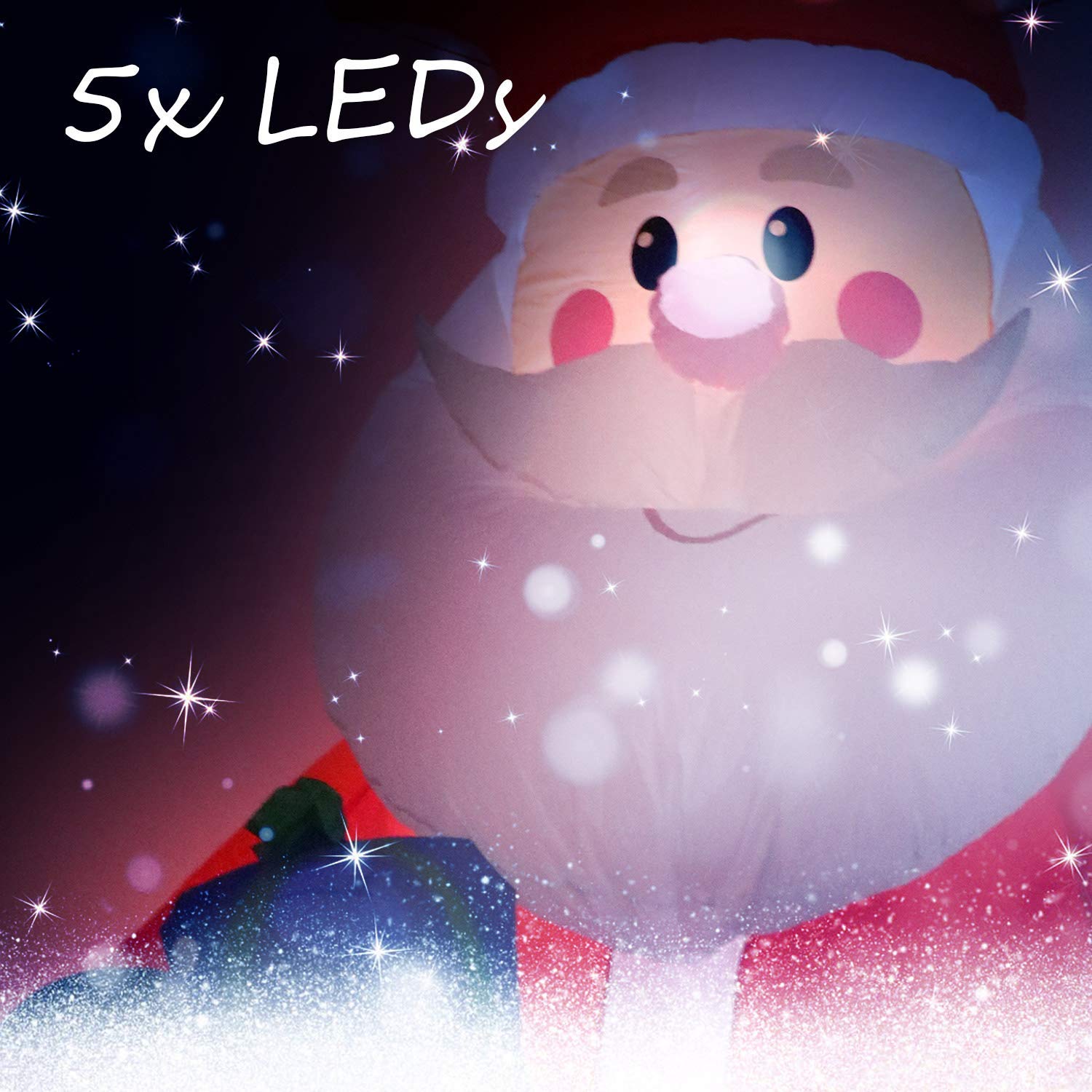 Tronje, aufblasbarer Weihnachtsmann, 300cm H, 5 LEDs, Gebläse, Netzteil