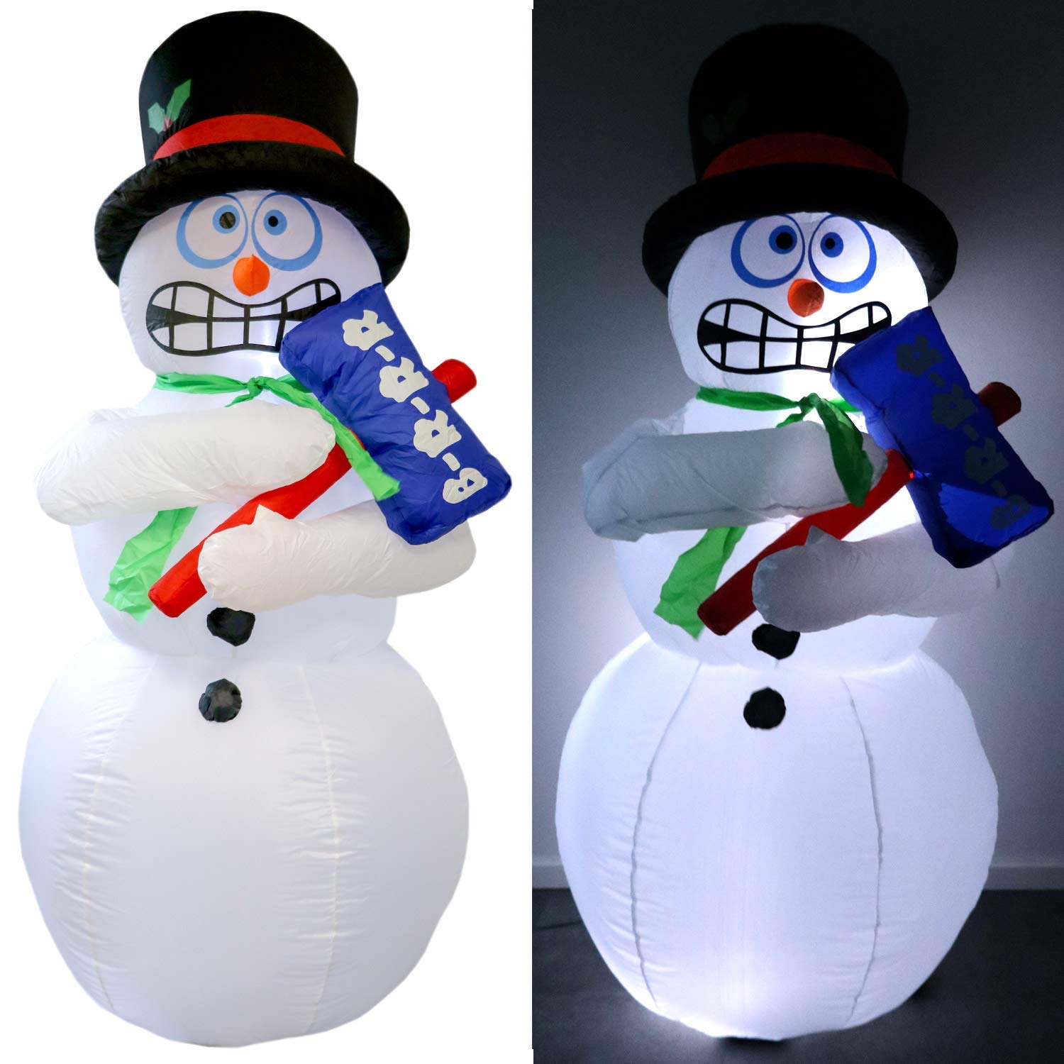 Tronje, aufblasbarer Schneeman, 180cm H, Zitterfunktion, 3 LEDs, Gebläse, Netzteil