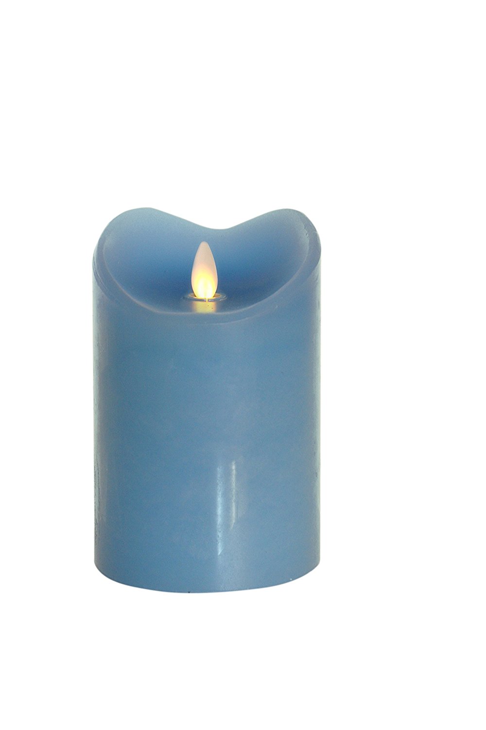 LED-Echtwachskerze mit "Flamme", Hellblau, 14cm,
